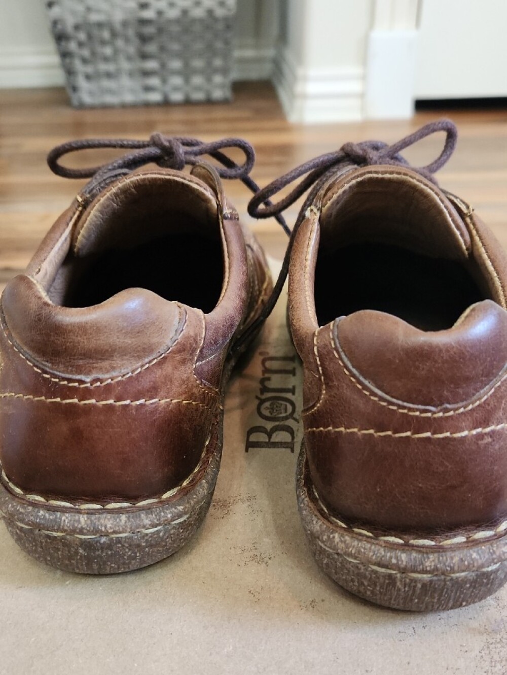 Born Womens Brown Leather Lace-Up Casual Sneakers - Picture 5 of 10